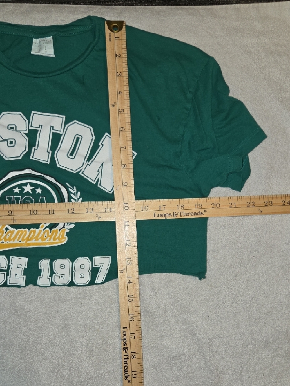 Lot Of 2 Crop Tops,Green Boston Graphic And New York Tee - Picture 4 of 8